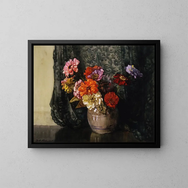 Zinnias - Dorothy Richmond — oprawiony obraz na ścianie