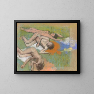 Po kąpieli, trzy nagie kobiety - Edgar Degas — oprawiony obraz na ścianie