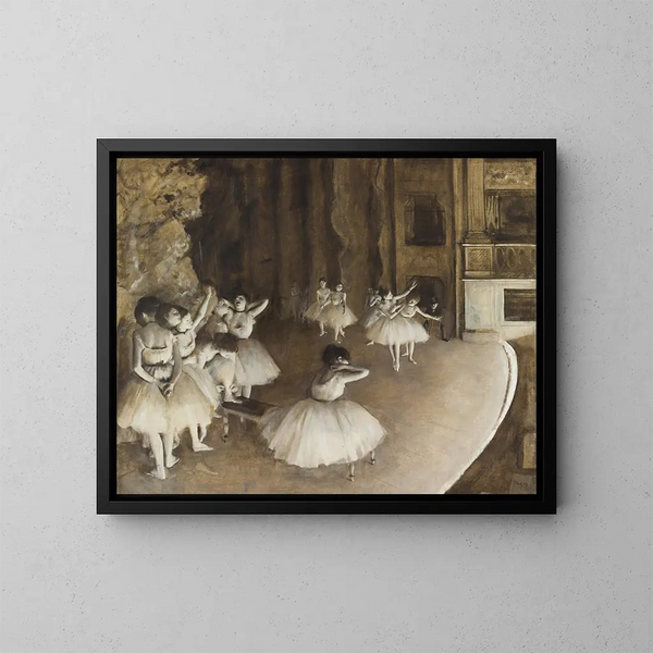 Powtórzenie baletu na scenie - Edgar Degas — oprawiony obraz na ścianie