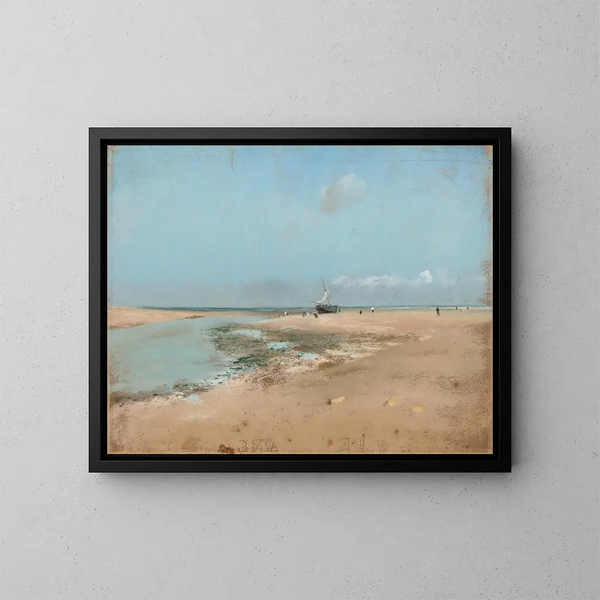 Plaża podczas odpływu u ujścia rzeki - Edgar Degas — oprawiony obraz na ścianie