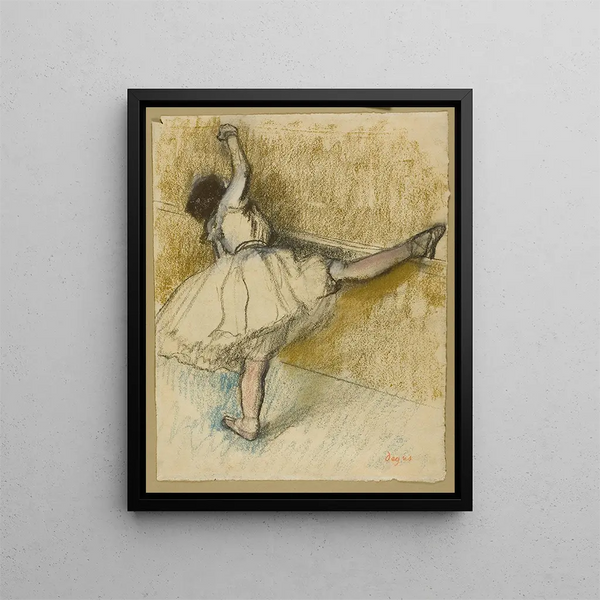 Tancerz rozciągający się na drążku - Edgar Degas — oprawiony obraz na ścianie