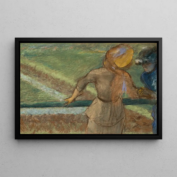 dwóch kobiet rozmawiających - Edgar Degas — oprawiony obraz na ścianie