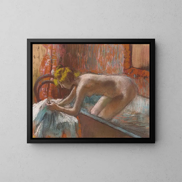 Kobieta wychodząca z kąpieli - Edgar Degas — oprawiony obraz na ścianie