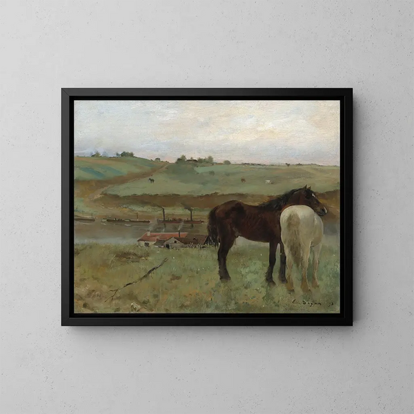 Konie na pastwisku - Edgar Degas — oprawiony obraz na ścianie