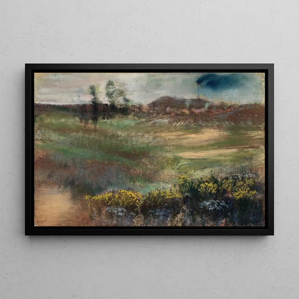 pejzaż z kominami - Edgar Degas — oprawiony obraz na ścianie