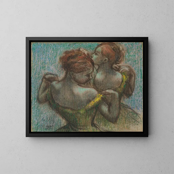dwóch tancerek w półpostaci - Edgar Degas — oprawiony obraz na ścianie