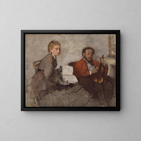 Wirtuoz skrzypiec i młoda kobieta - Edgar Degas — oprawiony obraz na ścianie