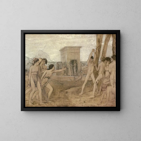 Młode dziewczęta spartańskie wyzywające chłopców - Edgar Degas — oprawiony obraz na ścianie