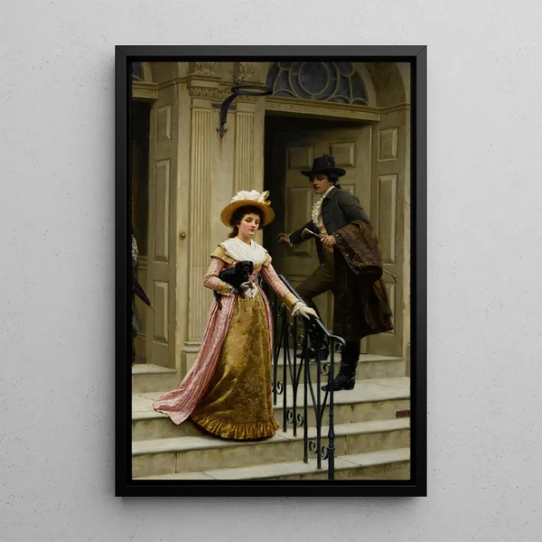 Mój sąsiad z naprzeciwka - Edmund Blair Leighton — oprawiony obraz na ścianie