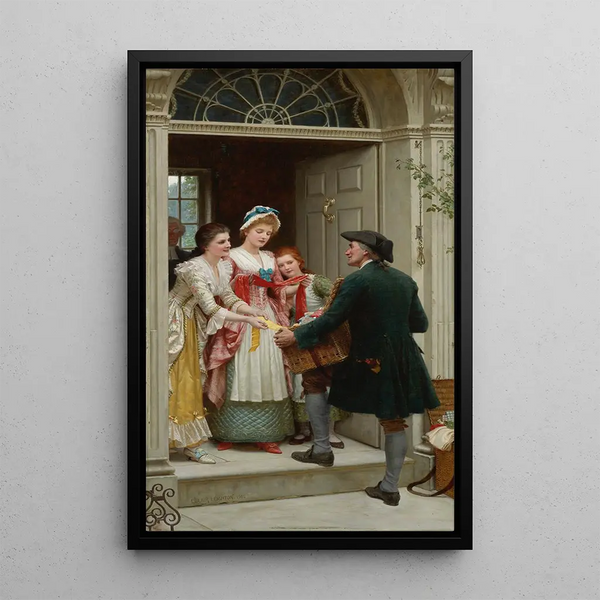 Wstęgi i koronki dla bardzo ładnych twarzy - Edmund Blair Leighton — oprawiony obraz na ścianie