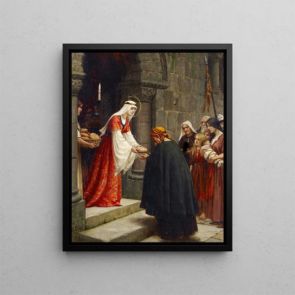 La Charité de Sainte Élisabeth de Hongrie - Edmund Blair Leighton — oprawiony obraz na ścianie