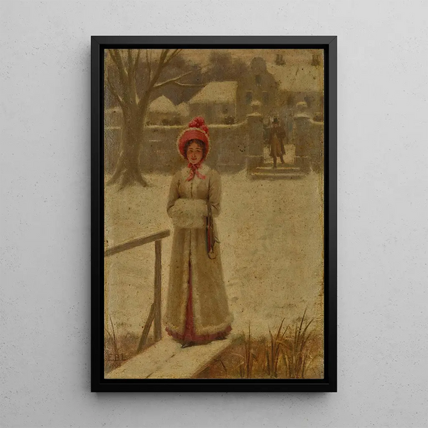 La promenade d'hiver - Edmund Blair Leighton — oprawiony obraz na ścianie
