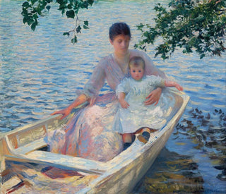 Matka i dziecko w łódce - Edmund Charles Tarbell — widok dzieła