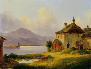 Dom przy jeziorze nad jeziorem w Salzkammergut - Edmund Mahlknecht — widok dzieła