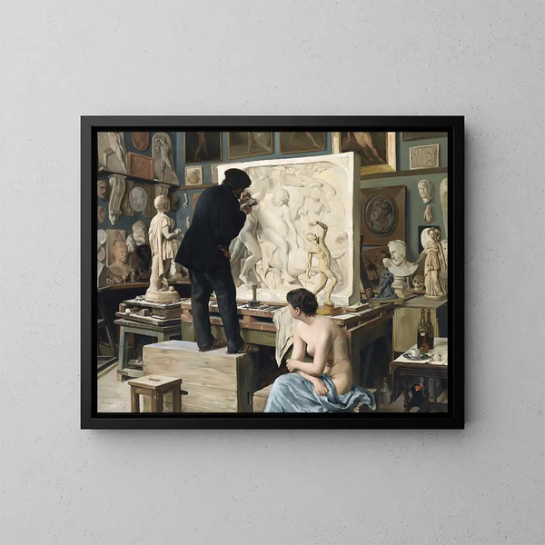 L'atelier de mon père - Édouard Dantan — oprawiony obraz na ścianie