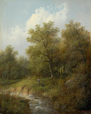 Eduard Boehm - Mountain Brook with a Fisherman.webp