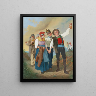 Eduard Ritter - A festive procession with peasants brass music and soldiers.webp