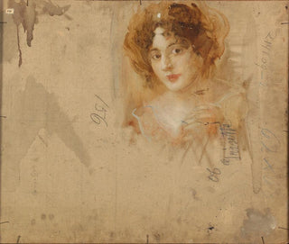 Damy w kapeluszu w żółtej sukni - Eduard Veith — widok dzieła