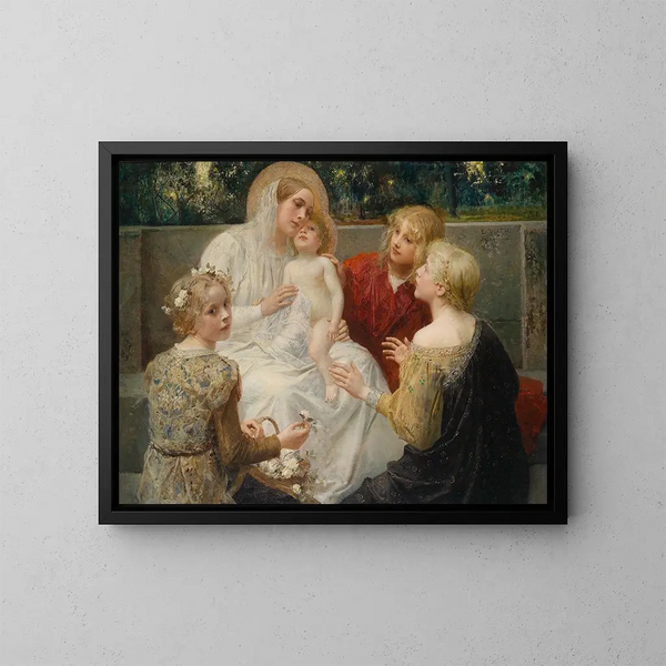 Madonny otoczonej dziećmi - Eduard Veith — oprawiony obraz na ścianie