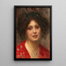 Portret młodej kobiety w czerwonej sukni - Eduard Veith — oprawiony obraz na ścianie