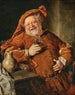 Falstaff z dzbankiem i kieliszkiem - Eduard von Grützner — widok dzieła