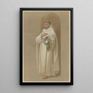 Eduard von Steinle - Kartusermnch mit einem Strau symbolischer Blumen.webp