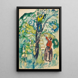 Kobiety zbierające owoce - Edvard Munch — oprawiony obraz na ścianie