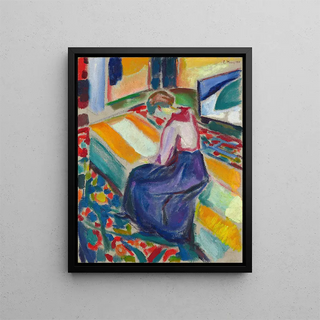 Kobieta siedząca na kanapie - Edvard Munch — oprawiony obraz na ścianie