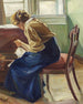 Wnętrze z siedzącą kobietą - Edvard Weie — widok dzieła