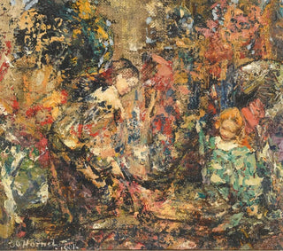 Dziewczęta przy kwiatach - Edward Atkinson Hornel — widok dzieła