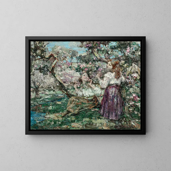 Dziewczęta wśród kwiatów - Edward Atkinson Hornel — oprawiony obraz na ścianie