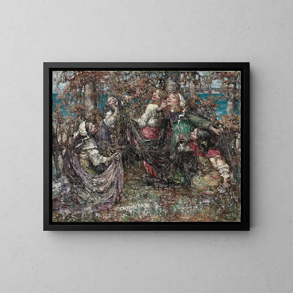 Ronde des roses - Edward Atkinson Hornel — oprawiony obraz na ścianie