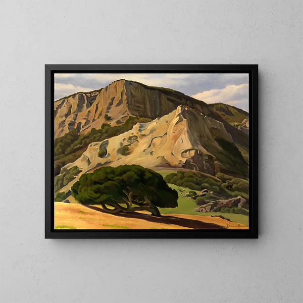 Dęby i skały w San Luis Obispo - Edward Bruce — oprawiony obraz na ścianie