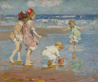 Dzieci bawiących się w falach - Edward Henry Potthast — widok dzieła