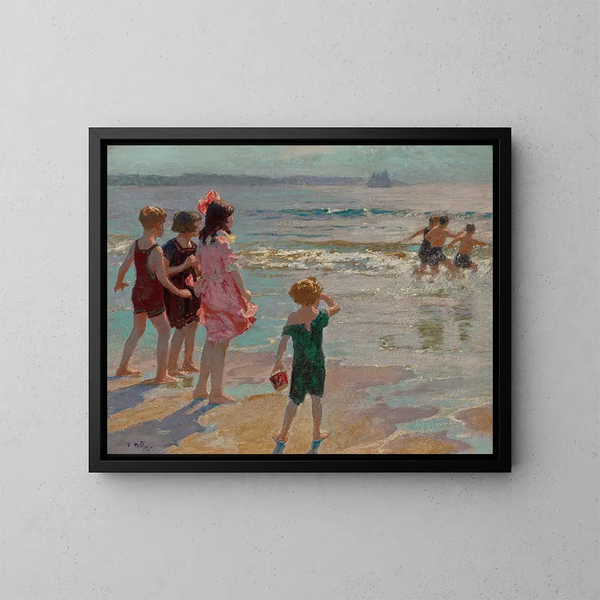 Dzieci nad brzegiem morza - Edward Henry Potthast — oprawiony obraz na ścianie