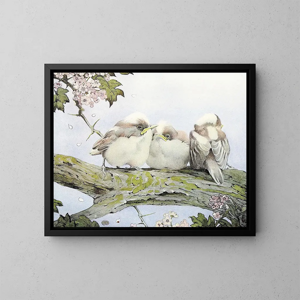 Le Mésange à longue queue - Edward Julius Detmold — oprawiony obraz na ścianie