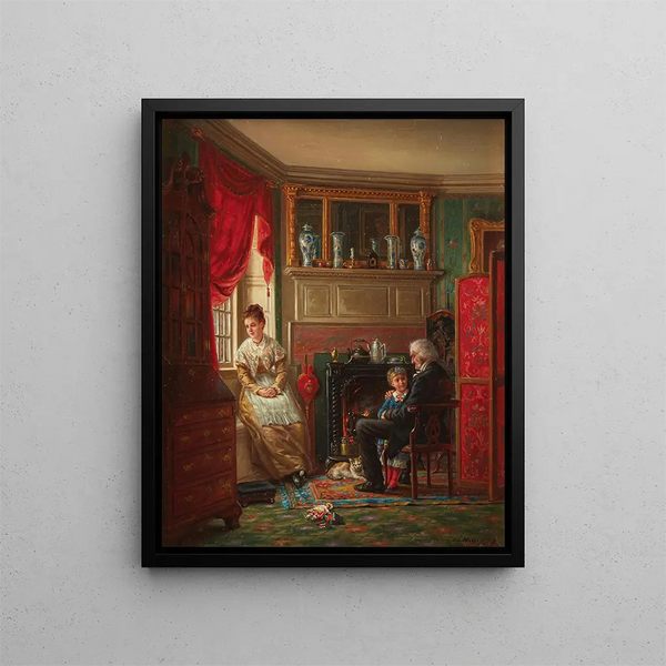 W rogu przy ognisku - Edward Lamson Henry — oprawiony obraz na ścianie