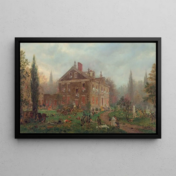 L'Atak domu Chew podczas bitwy pod Germantown 1777 - Edward Lamson Henry — oprawiony obraz na ścianie