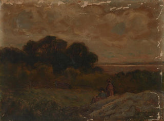 pejzaż bez tytułu z dwiema kobietami leżącymi na skałach - Edward Mitchell Bannister — widok dzieła