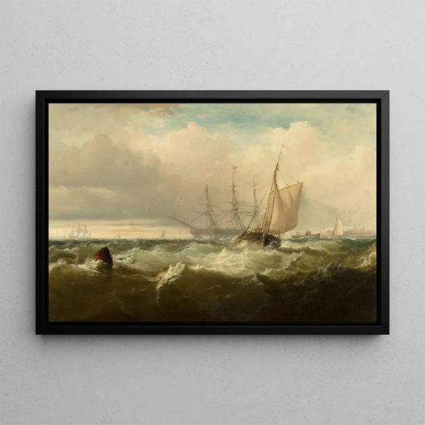 Burza u wybrzeży New Castle Delaware - Edward Moran — oprawiony obraz na ścianie