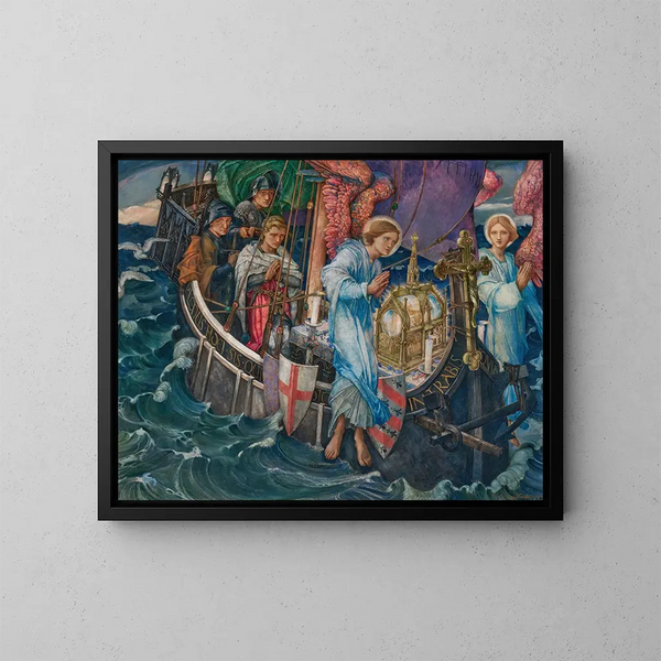 Le Passage du Saint Graal à Sarras - Edward Reginald Frampton — oprawiony obraz na ścianie