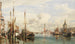Trabaccoli transportujący drewno, San Giorgio Maggiore i Dzwonnica w oddali - Edward William Cooke — widok dzieła