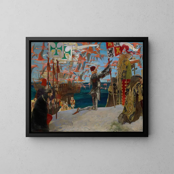Colomb w Nowym Świecie - Edwin Austin Abbey — oprawiony obraz na ścianie