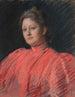 Portret pani Abbey w różowej sukni do talii - Edwin Austin Abbey — widok dzieła