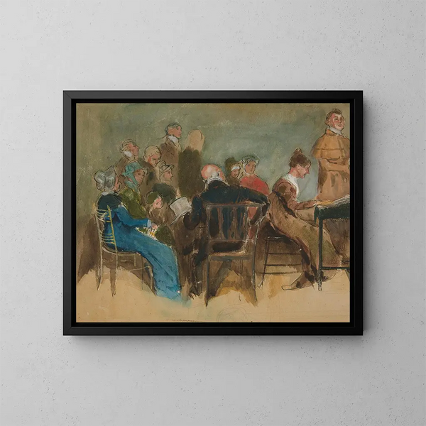 Szkic kobiet w wnętrzu - Edwin Austin Abbey — oprawiony obraz na ścianie