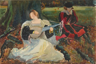Edwin Austin Abbey - Studies for Fair is my love painting in the Municipal Art Gallery Preston England.webp
