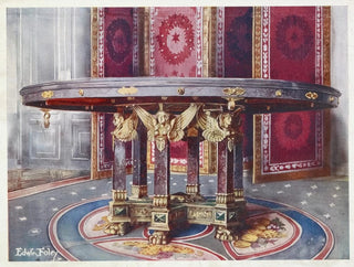 okrągłego stołu z marmuru z rzeźbionymi złoconymi brązowymi ramami - Edwin Foley — widok dzieła