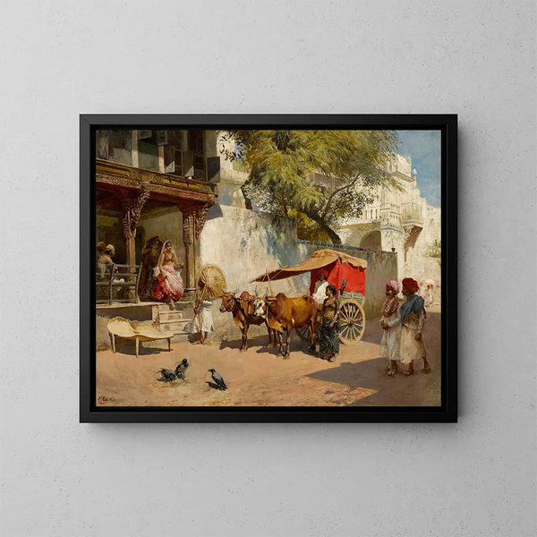 Dziewczęta z Nautch i Gharry w Ahmedabad - Edwin Lord Weeks — oprawiony obraz na ścianie