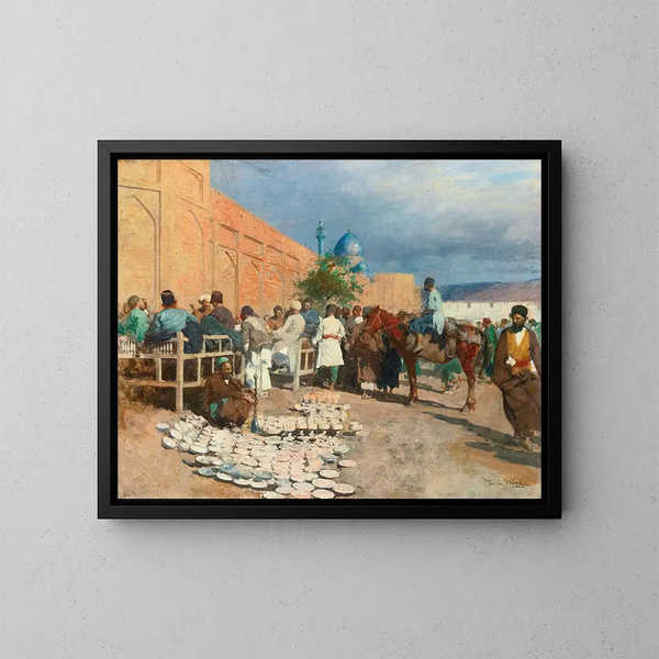 Café persan, le vendeur de poteries - Edwin Lord Weeks — oprawiony obraz na ścianie