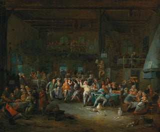 Wnętrza tawerny z rolnikami na zabawie - Egbert van Heemskerck — widok dzieła